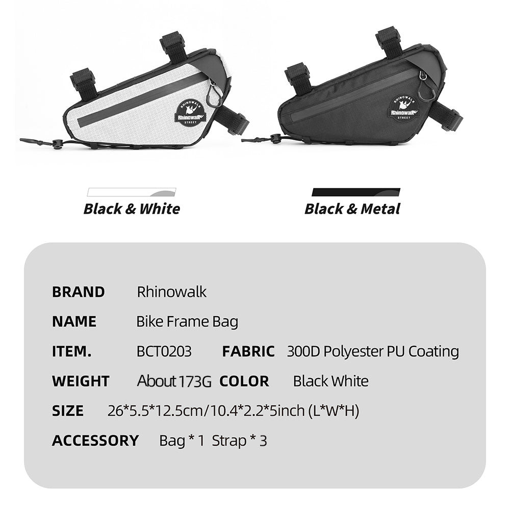 Rhinowalk Lightweight Water-Resistant Bike Frame Bag for Road/Gravel/Mountain Bikes