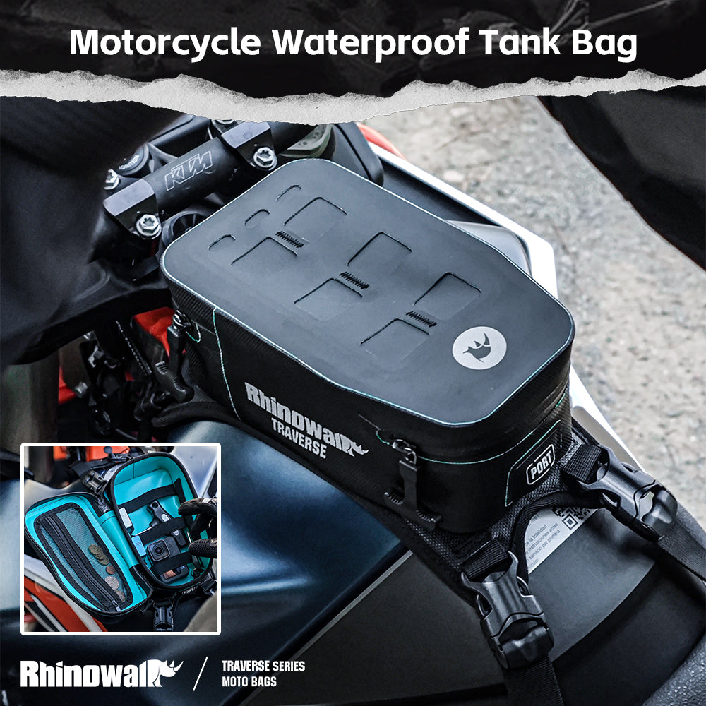 Rhinowalk Motorcycle Tank Bag With Removable Inner Liner MOLLE Top Flap 2L Waterproof Motor Front Storage MCY2601