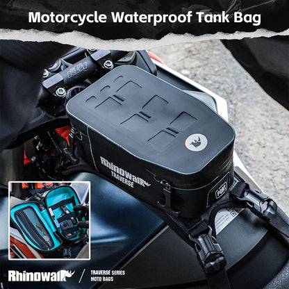 Rhinowalk Motorcycle Tank Bag With Removable Inner Liner MOLLE Top Flap 2L Waterproof Motor Front Storage MCY2601
