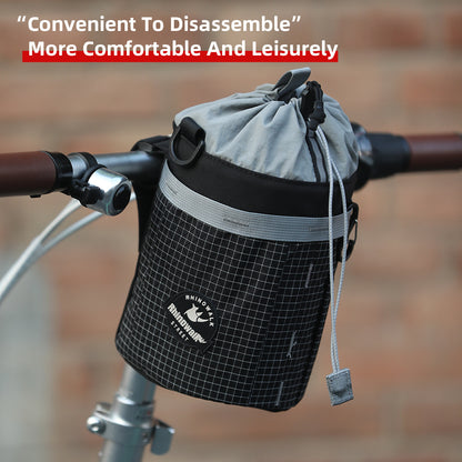 Rhinowalk Bike Handlebar Bag - Quick-Release Urban Cycling Waterproof Bag for Brompton Dahon Folding Bikes with Shoulder Strap
