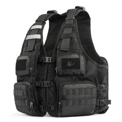 Rhinowalk Multifunctional Riding Vest - Helmet Storage, Hydration System, Breathable Mesh & Multi-Pocket Design for Motorcycling & Bicycling