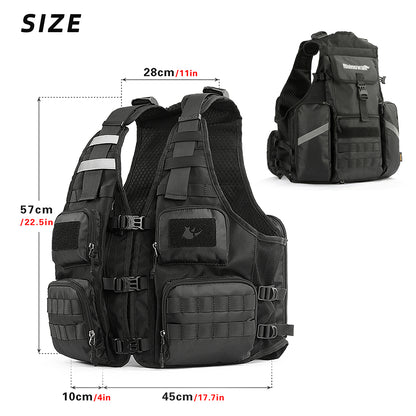 Rhinowalk Multifunctional Riding Vest - Helmet Storage, Hydration System, Breathable Mesh & Multi-Pocket Design for Motorcycling & Bicycling