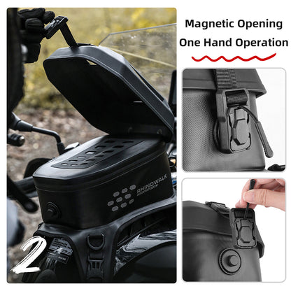 Rhinowalk Waterproof Motorcycle Tank Bag - Hard Shell Fuel Tank Bag with Touch Screen Phone Pocket for Motorbike Storage