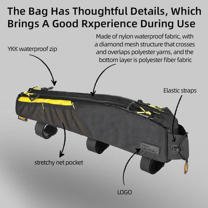 Rhinowalk Wilderness 2.1L Waterproof Bike Top Tube Bag - Adjustable Storage for Cycling