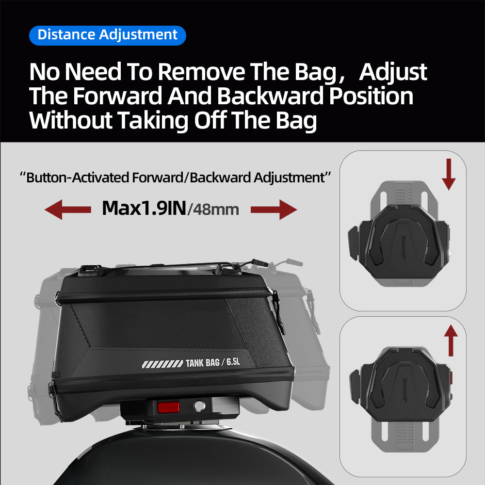RhinoWalk 6.5L Expandable Motorcycle Tank Bag - Magnetic Quick Release & Anti-Theft Design