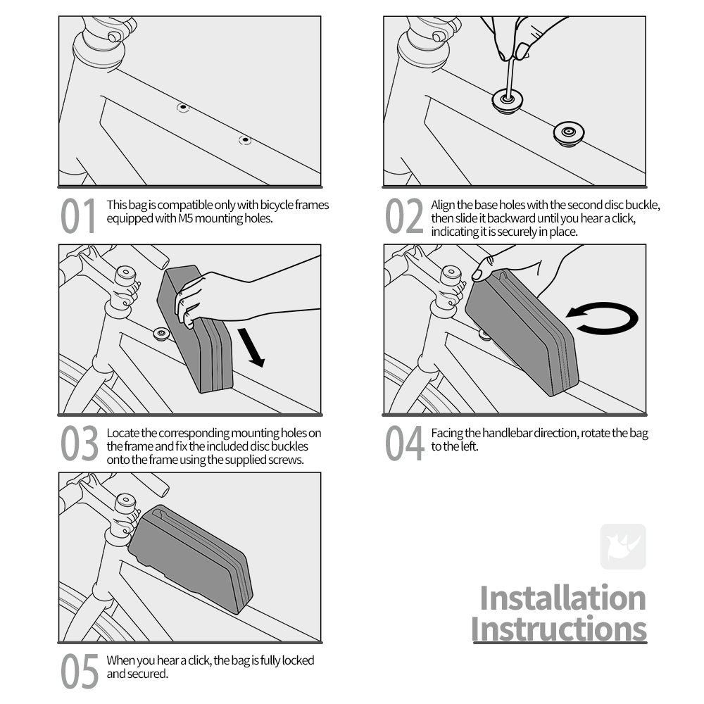 Rhinowalk 1L Fully Waterproof Bicycle Top Tube Bag | Quick-Release Hard Shell Triangle Bag BWJ0803