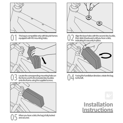 Rhinowalk 1L Fully Waterproof Bicycle Top Tube Bag | Quick-Release Hard Shell Triangle Bag BWJ0803