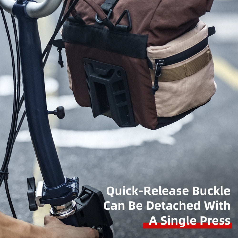 Rhinowalk Folding Bike Handlebar Bag 6.5L Quick-Release Urban Cycling  Waterproof with Rain Cover for Brompton Bikes