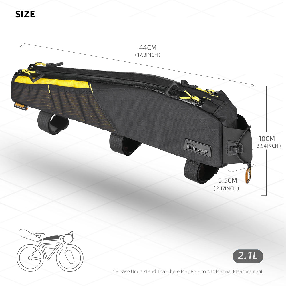 Rhinowalk Wilderness 2.1L Waterproof Bike Top Tube Bag - Adjustable Storage for Cycling