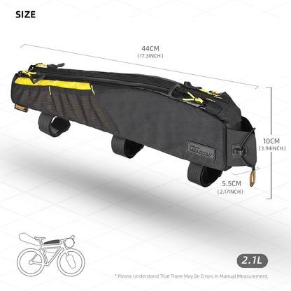 Rhinowalk Wilderness 2.1L Waterproof Bike Top Tube Bag - Adjustable Storage for Cycling