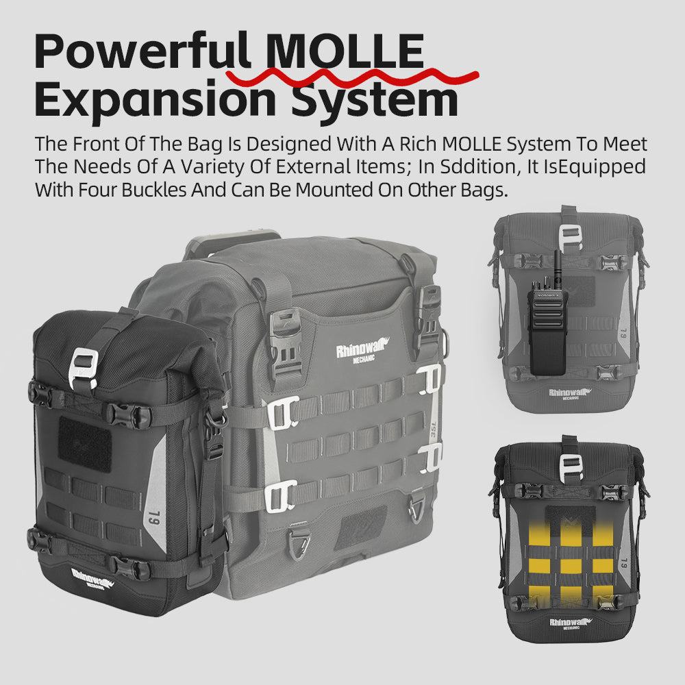 Rhinowalk Motorcycle Front Bumper Bag 6L Waterproof with MOLLE System & Detachable Inner Bag