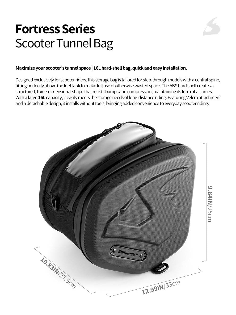 Rhinowalk Motorcycle Hard Shell Bag 16L Motorcycle Scooter Tunnel Bag With Rain Cover Shoulder Bag Suitable For Honda BMW YAMAHA MFT2311