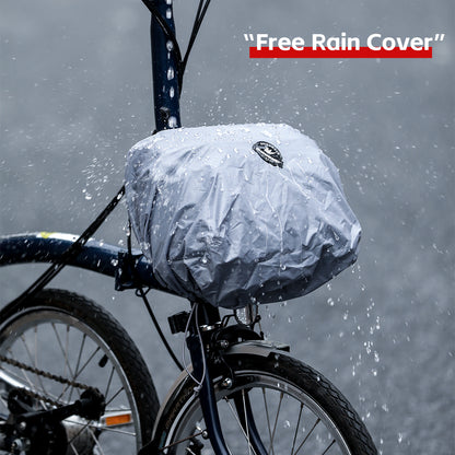 Rhinowalk Folding Bike Handlebar Bag 6.5L Quick-Release Urban Cycling  Waterproof with Rain Cover for Brompton Bikes