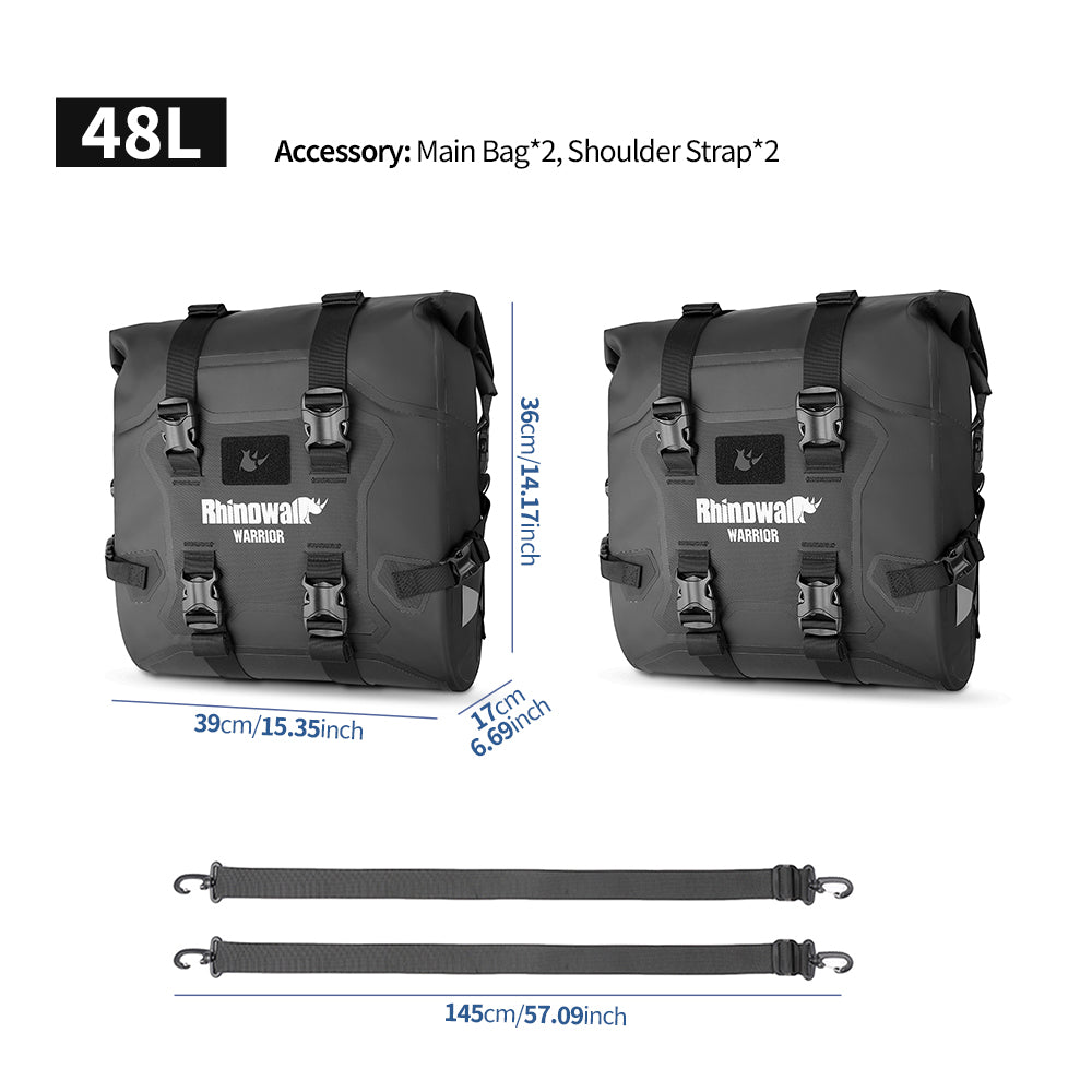 Rhinowalk Motorcycle Quick Release Side Bag 24L Waterproof 1 Or 2 PIece Motor Saddle Storage Bag With Support Board Air Valve MYS2406