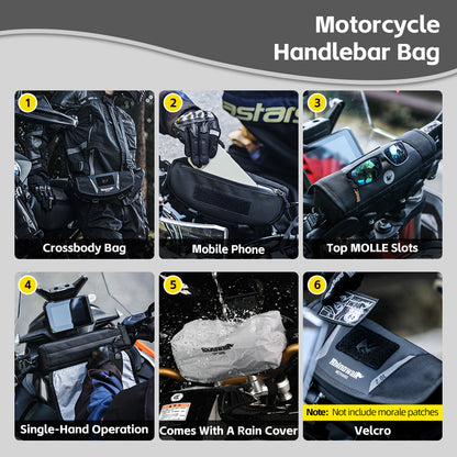 Rhinowalk 2L Motorcycle Handlebar Bag - Versatile Secure Waterproof for Adventure Riders, Off-Road & ADV Mounting