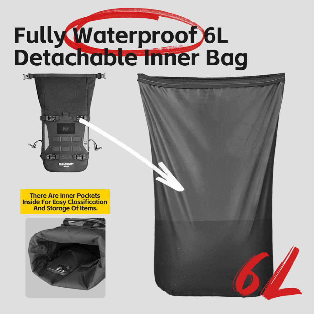 Rhinowalk Motorcycle Front Bumper Bag 6L Waterproof with MOLLE System & Detachable Inner Bag