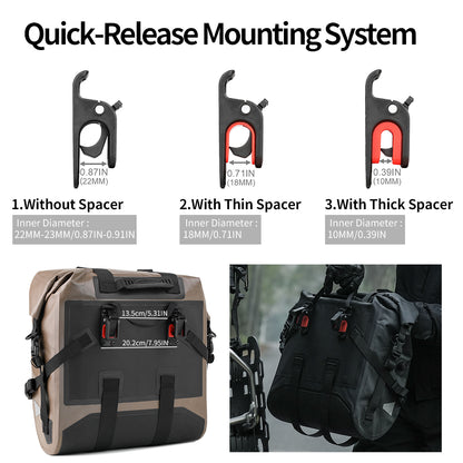 Rhinowalk Motorcycle Quick Release Side Bag 24L Waterproof 1 Or 2 PIece Motor Saddle Storage Bag With Support Board Air Valve MYS2406