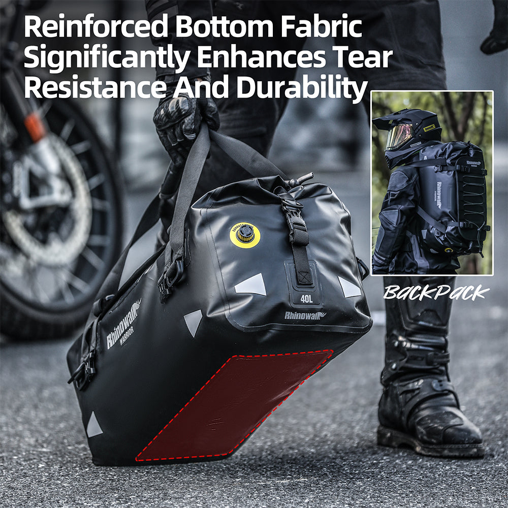 Rhinowalk Motorcycle Duffel Tail Bag 20L/40L/65L Waterproof for Commuting Touring & Long-Haul