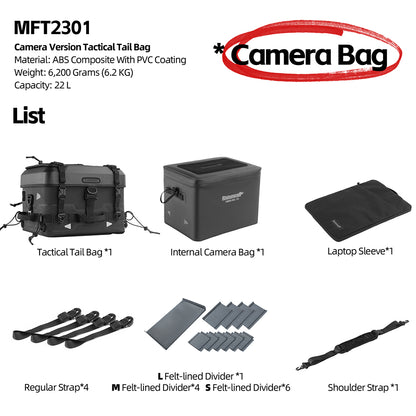 Rhinowalk Tactical Motorcycle Tail Bag - Waterproof 36L Multi-Function Motorbike Luggage with Camera/Cooler/Full-Face Helmet Storage