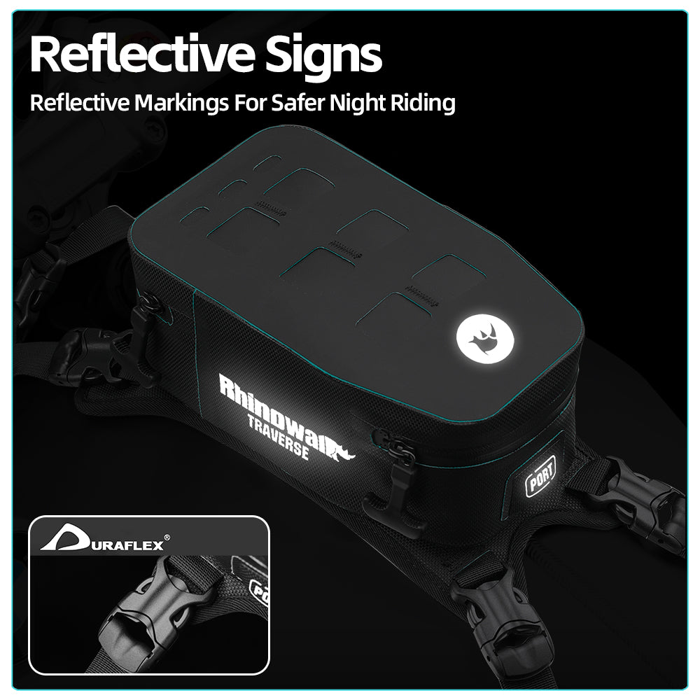 Rhinowalk Motorcycle Tank Bag With Removable Inner Liner MOLLE Top Flap 2L Waterproof Motor Front Storage MCY2601