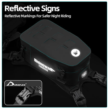 Rhinowalk Motorcycle Tank Bag With Removable Inner Liner MOLLE Top Flap 2L Waterproof Motor Front Storage MCY2601