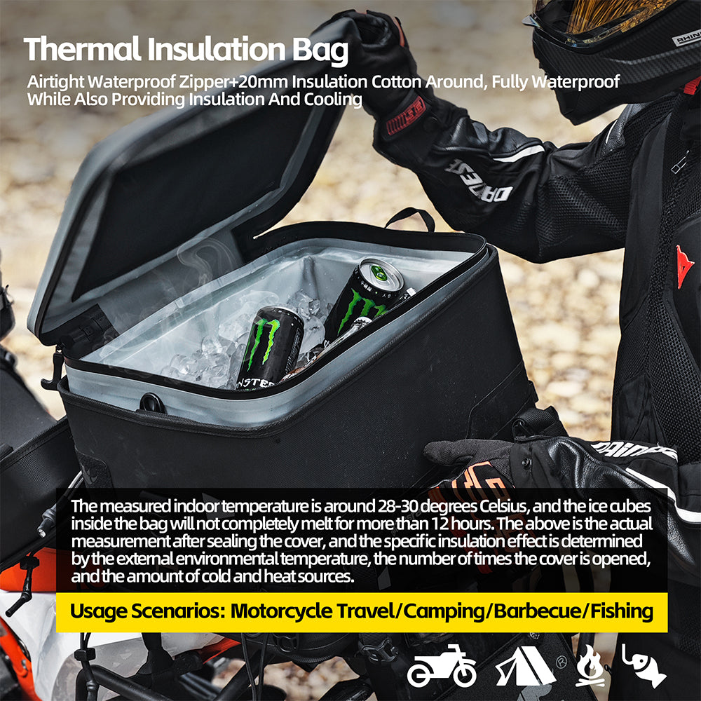 Rhinowalk Tactical Motorcycle Tail Bag - Waterproof 36L Multi-Function Motorbike Luggage with Camera/Cooler/Full-Face Helmet Storage
