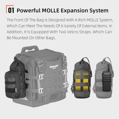 Rhinowalk 1.5L Tactical MOLLE Water Bottle Bag - Insulated Multifunctional Pouch with Shoulder Strap for Cycling, Motorcycling & Outdoor