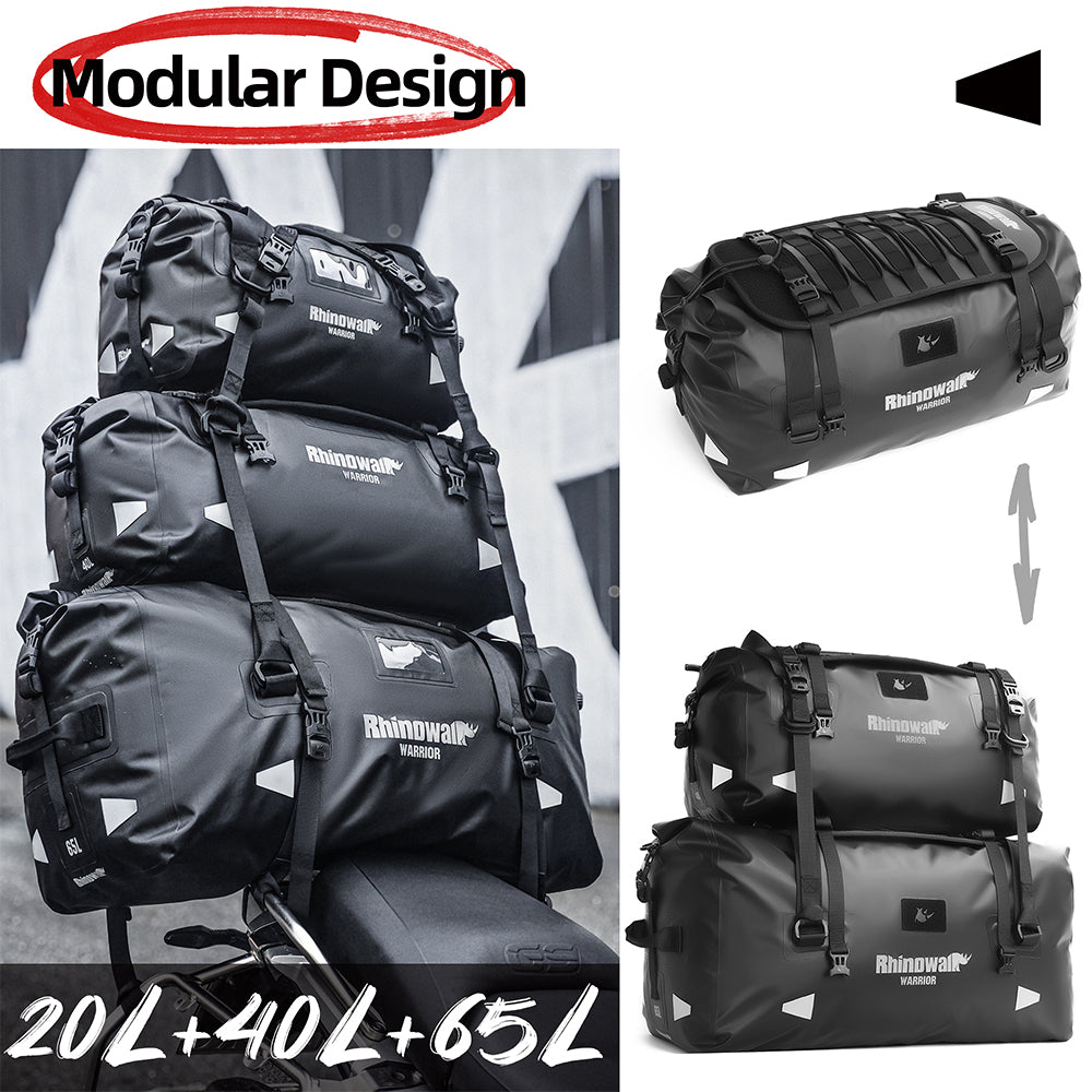 Rhinowalk Motorcycle Duffel Tail Bag 20L/40L/65L Waterproof for Commuting Touring & Long-Haul