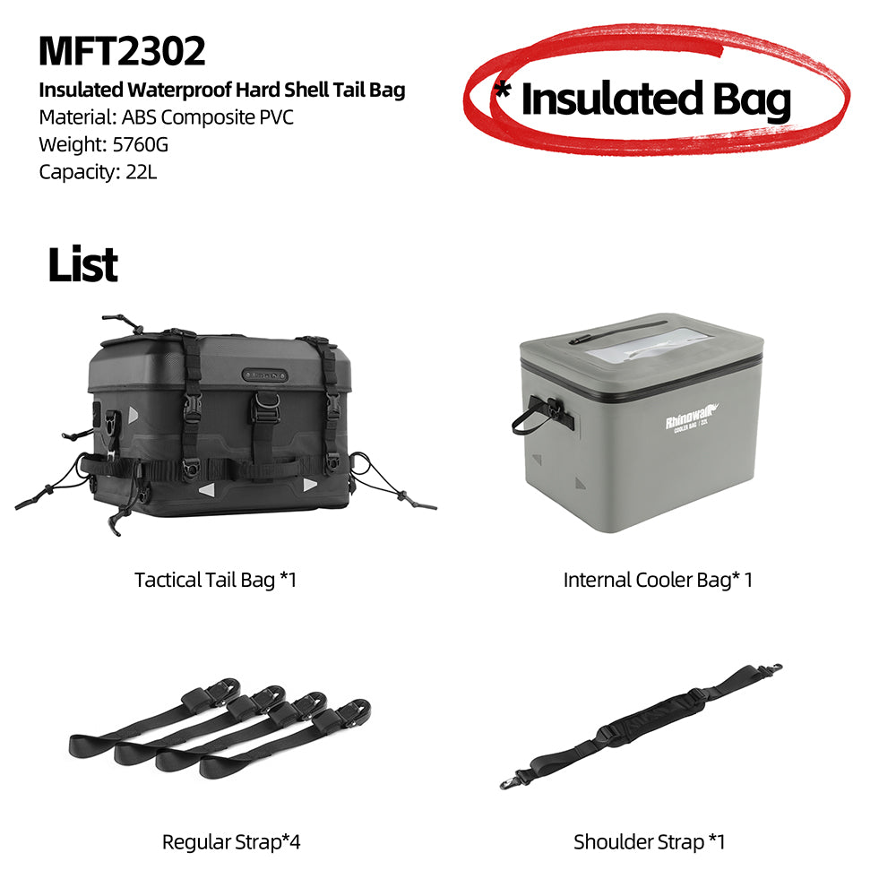 Rhinowalk Tactical Motorcycle Tail Bag - Waterproof 36L Multi-Function Motorbike Luggage with Camera/Cooler/Full-Face Helmet Storage