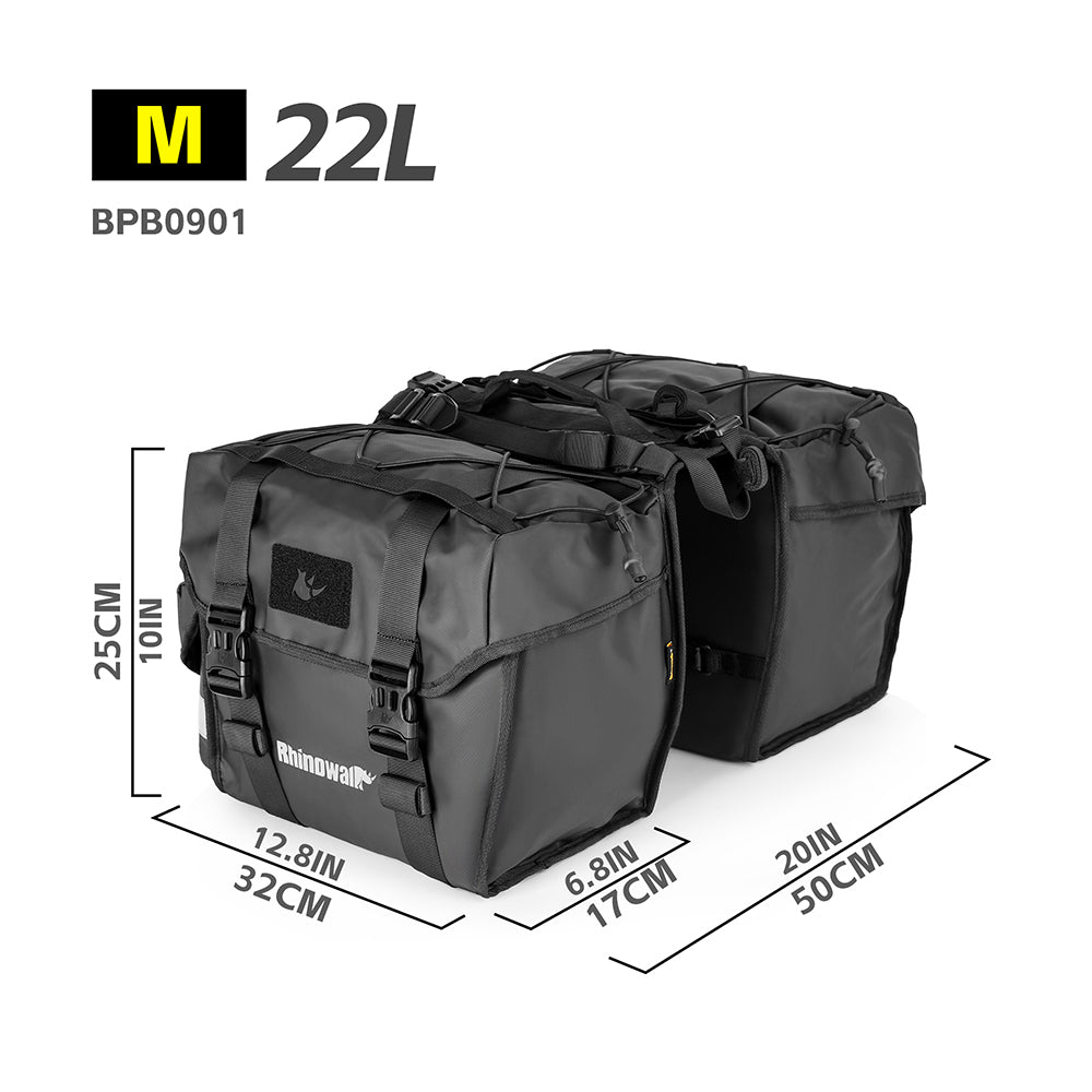 Rhinowalk Double Pannier Bag for Long Distance Cycling - Waterproof 3-Size Bicycle Rear Rack Bags