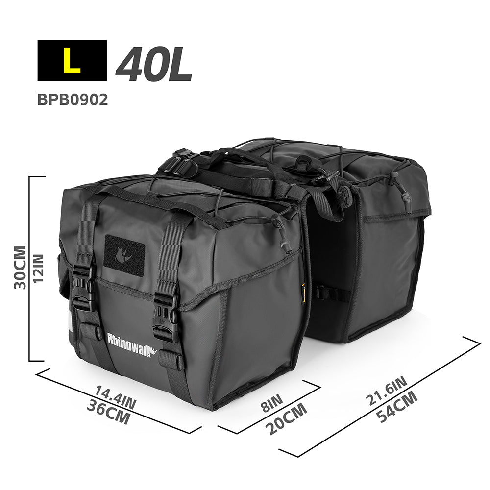 Rhinowalk Double Pannier Bag for Long Distance Cycling - Waterproof 3-Size Bicycle Rear Rack Bags