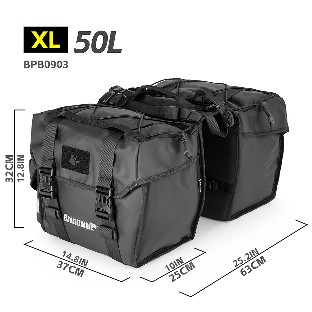 Rhinowalk Double Pannier Bag for Long Distance Cycling - Waterproof 3-Size Bicycle Rear Rack Bags