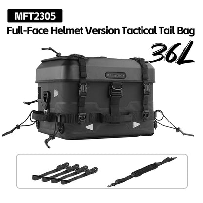 Rhinowalk Tactical Motorcycle Tail Bag - Waterproof 36L Multi-Function Motorbike Luggage with Camera/Cooler/Full-Face Helmet Storage