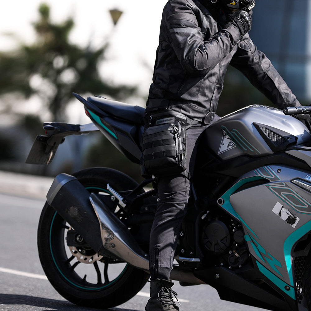 Motorcycle Drop Leg Bag Military Thigh Pouch Bag Tactical Hip Thigh Pack Leg Bag Multifunctional for Riding Cycling Hiking Climbing Men and women (Black) MT102