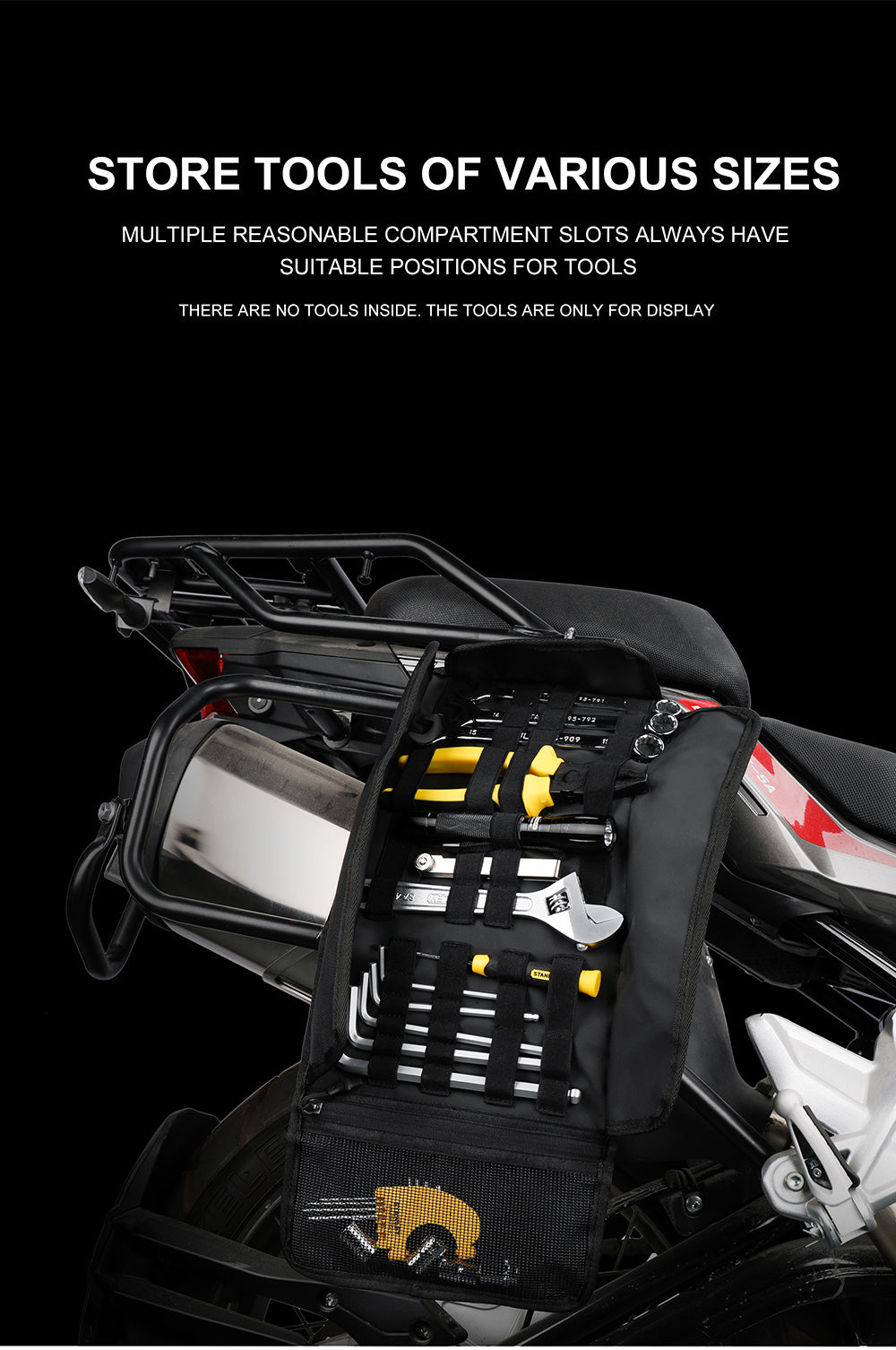 Rhinowalk Motorcycle Tool Roll Bag Portable Motor Saddlebags Side Tool Storage Bag Pouch Outdoor Travel Repair Working Tool MT103