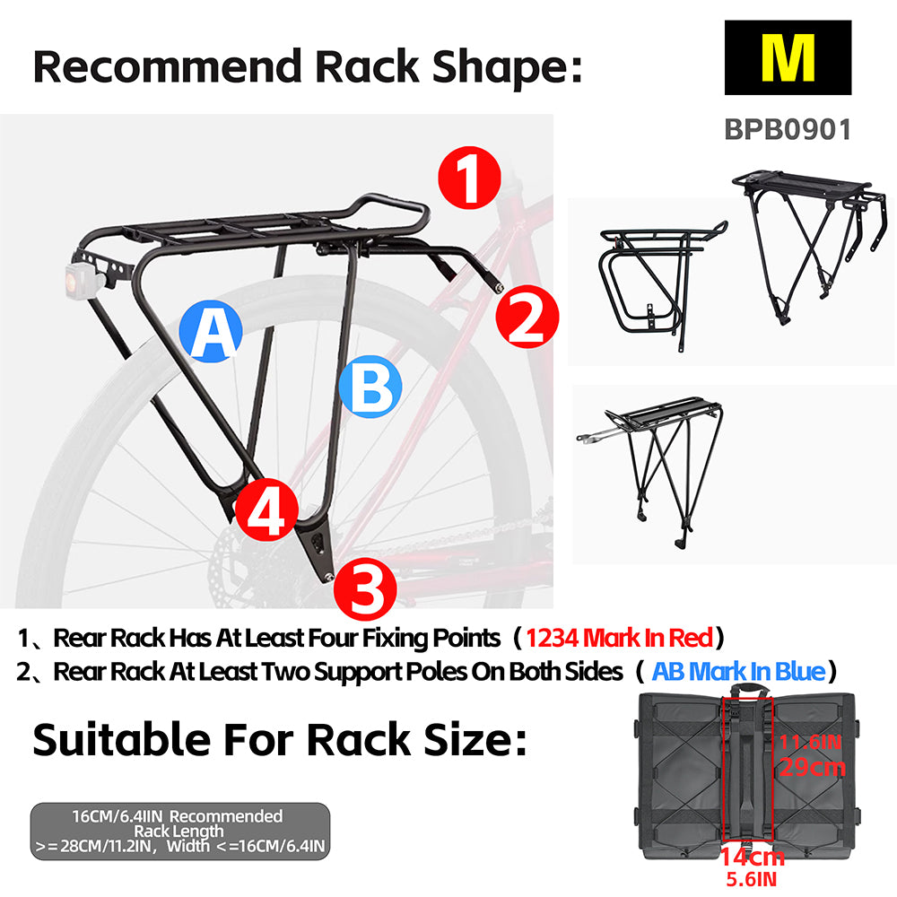 Rhinowalk Double Pannier Bag for Long Distance Cycling - Waterproof 3-Size Bicycle Rear Rack Bags