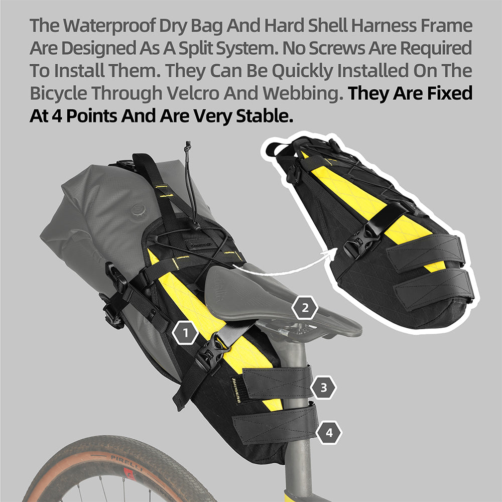 Rhinowalk Bicycle Saddle Bag 14L Waterproof 4-Point Fixed Durable Bike Seat Bag for Road & Mountain Bikes
