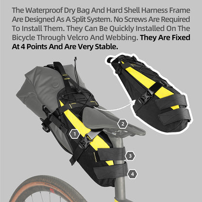 Rhinowalk Bicycle Saddle Bag 14L Waterproof 4-Point Fixed Durable Bike Seat Bag for Road & Mountain Bikes